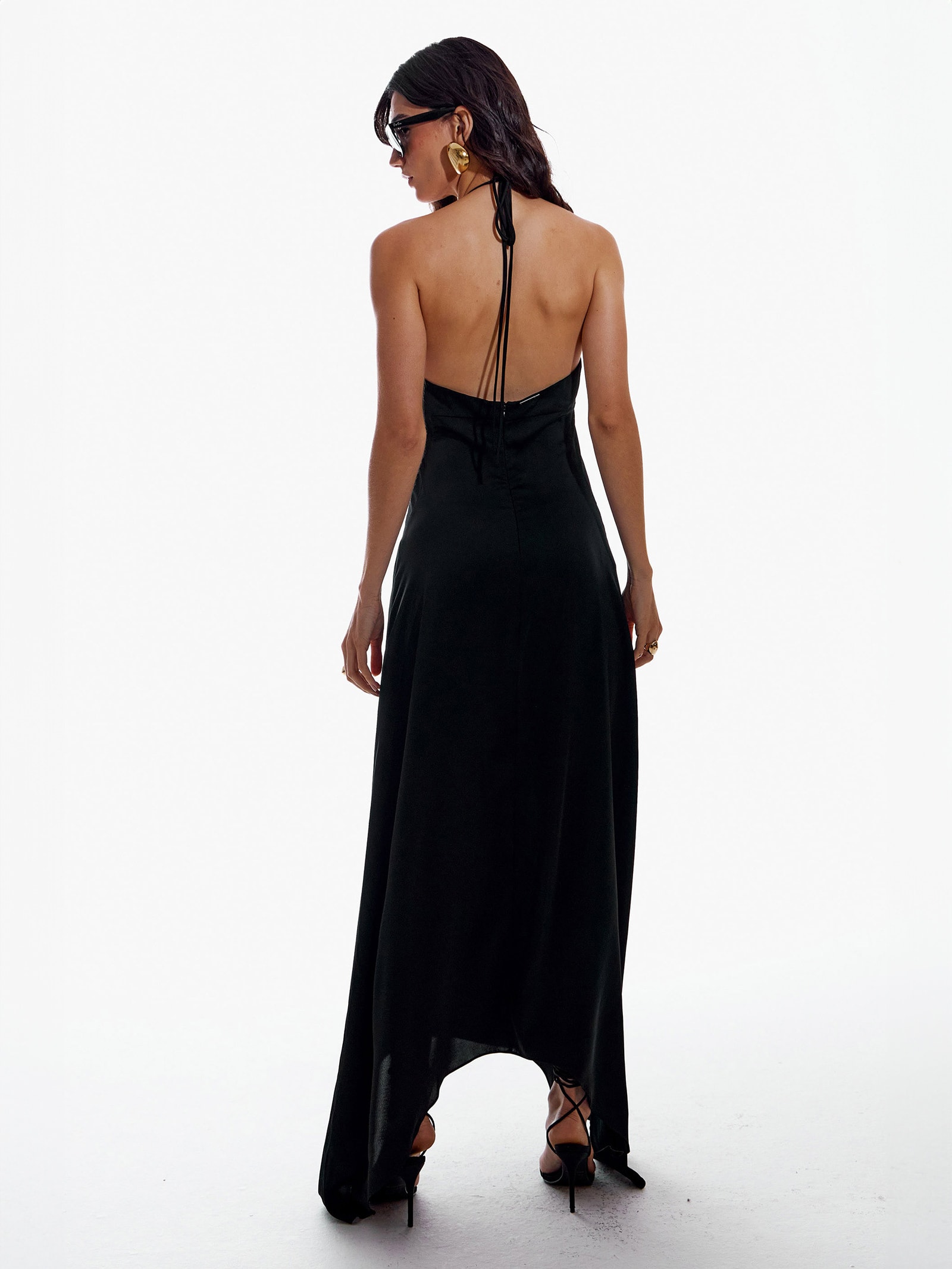 Vestido Sleep Dress de Cetim com Metal Preto My Favorite