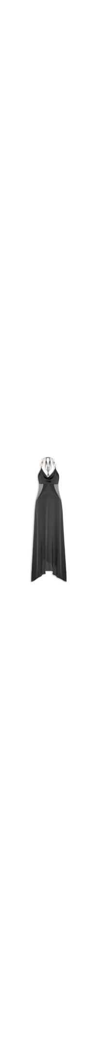 Vestido Sleep Dress de Cetim com Metal - Preto