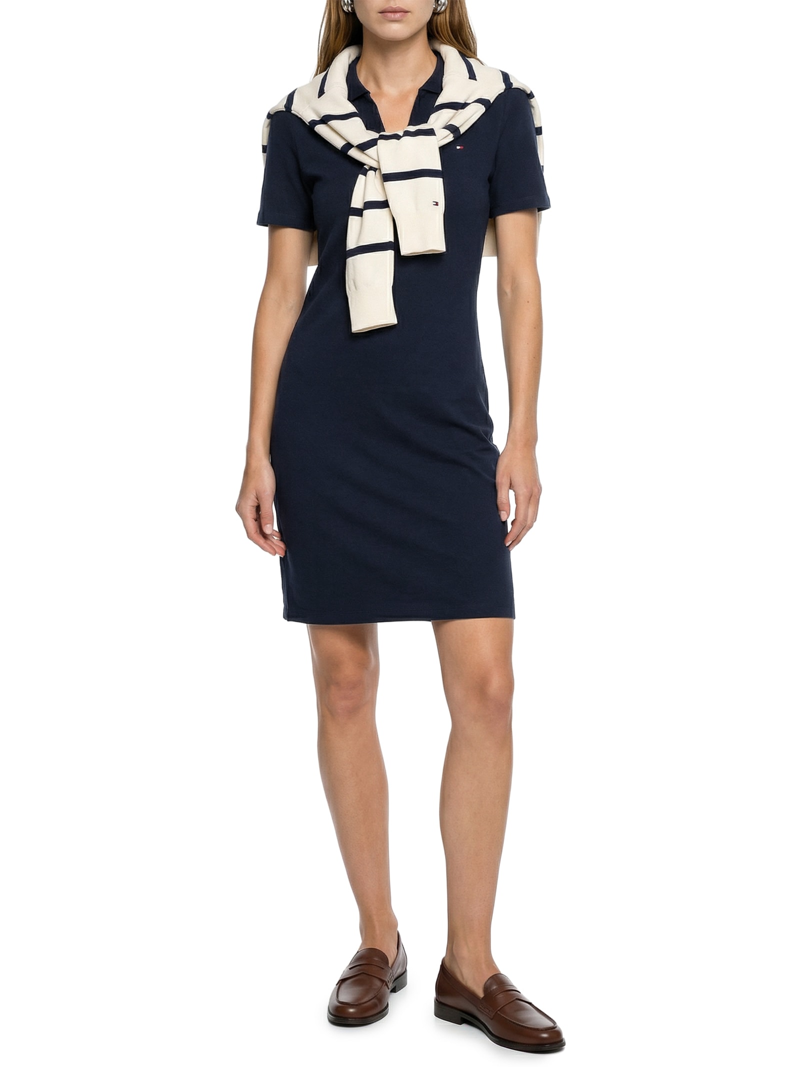 Vestido Slim Open Polo Azul Tommy Hilfiger