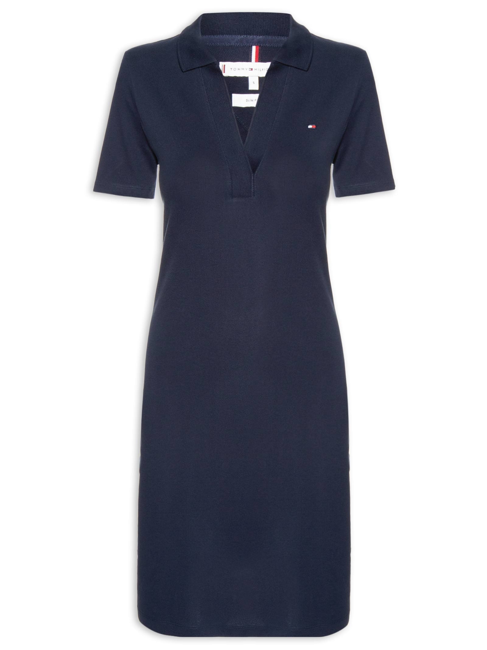 Vestido Slim Open Polo Azul Tommy Hilfiger