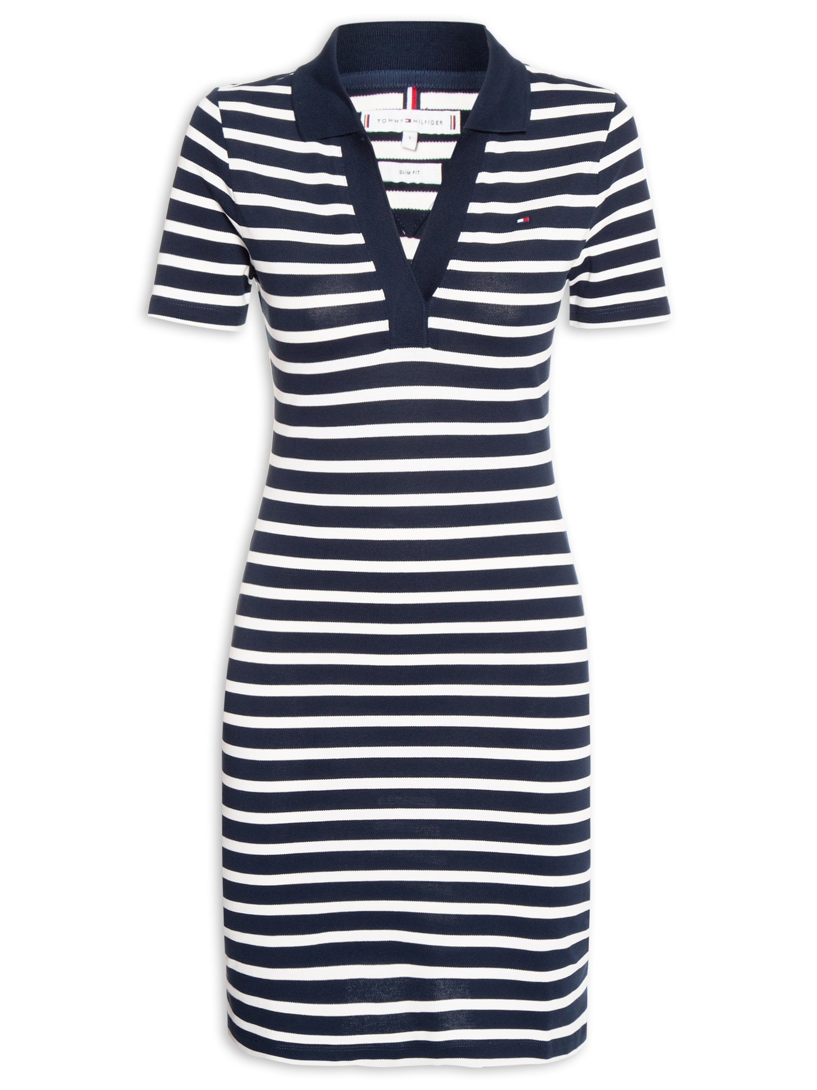 Vestido Slim Open Polo Azul Tommy Hilfiger