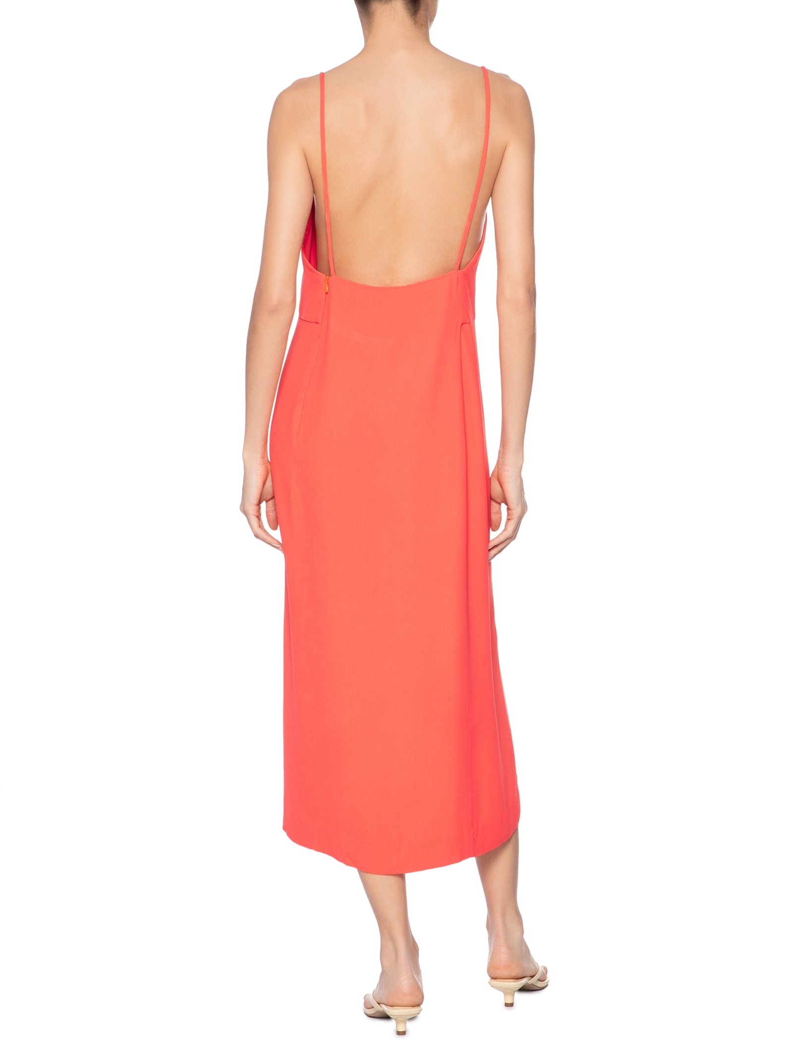 Vestido Slip Crepe Laranja Animale