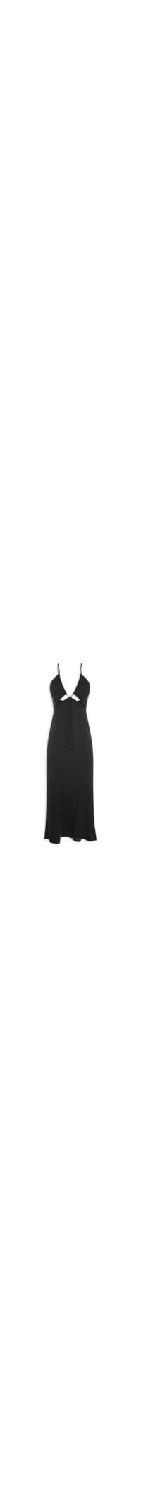 Vestido Slip Dress De Crepe Com Recortes - Preto