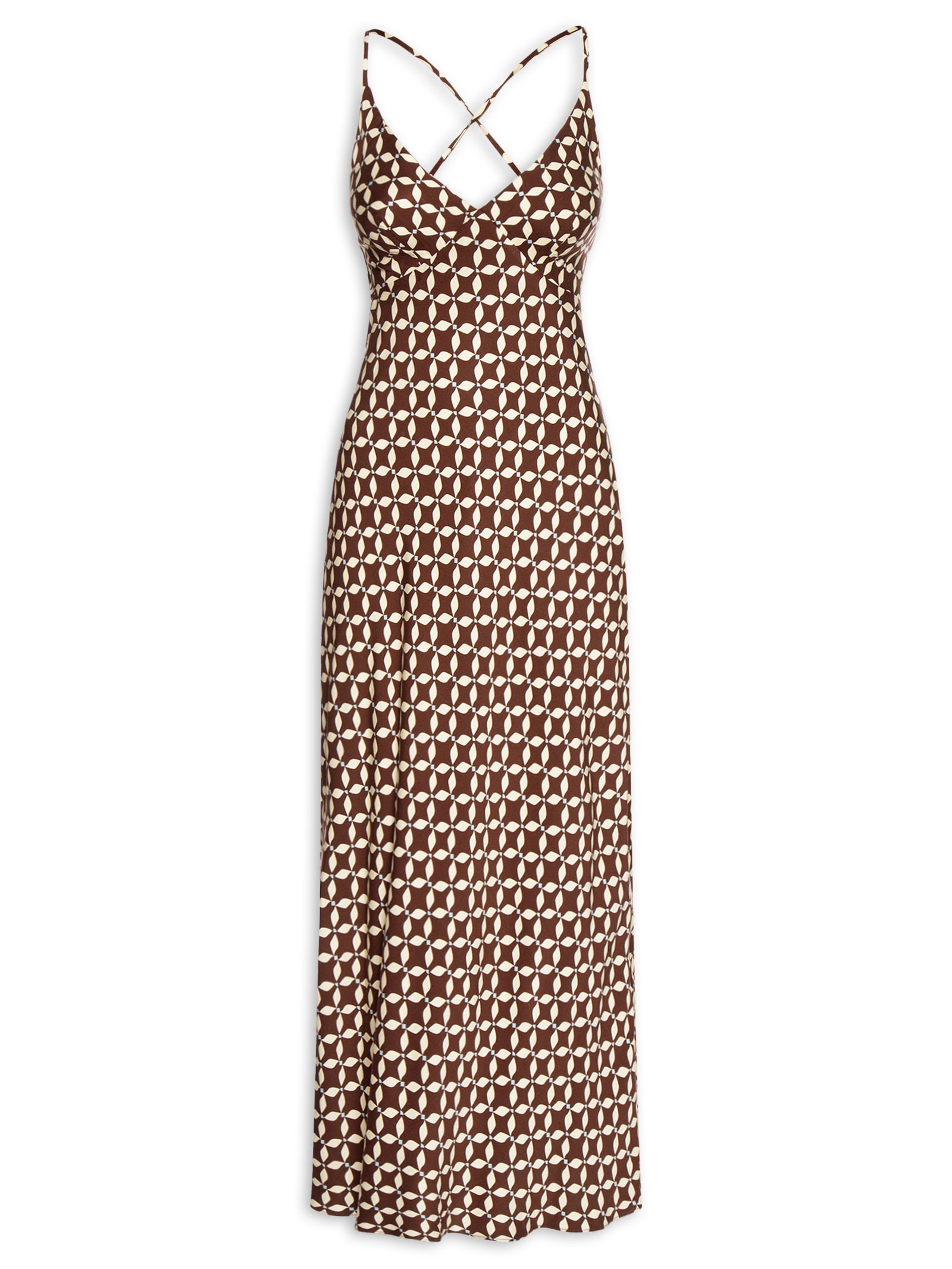 Vestido Slip Estampa Peixito Marrom Dress To