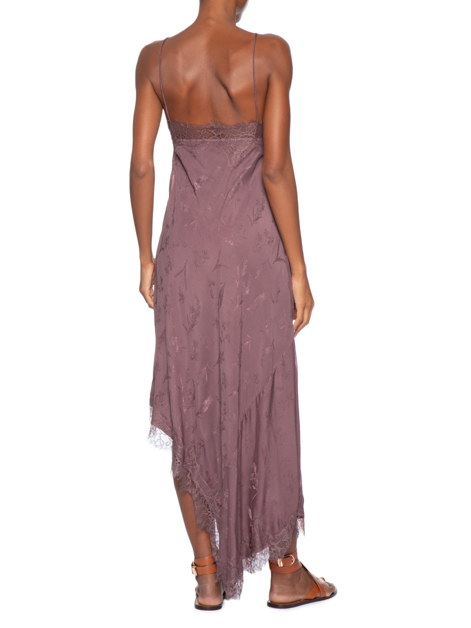 Vestido Slip Jacquard Taupe Marrom Animale