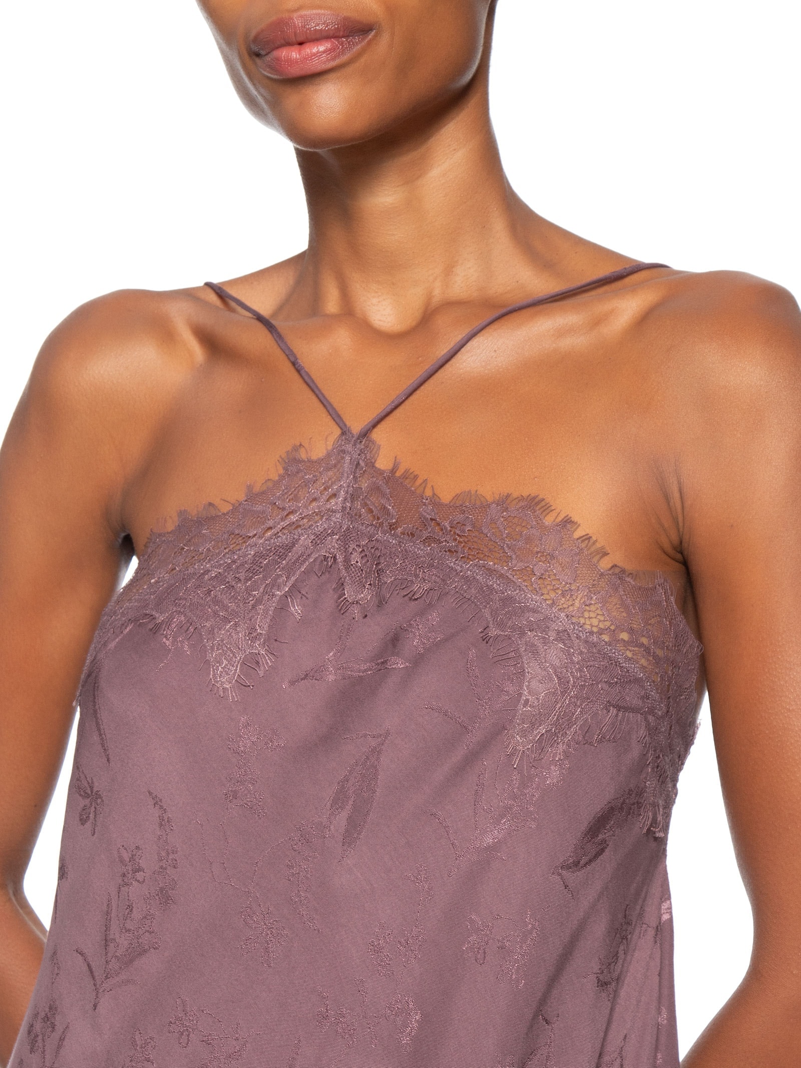 Vestido Slip Jacquard Taupe Marrom Animale