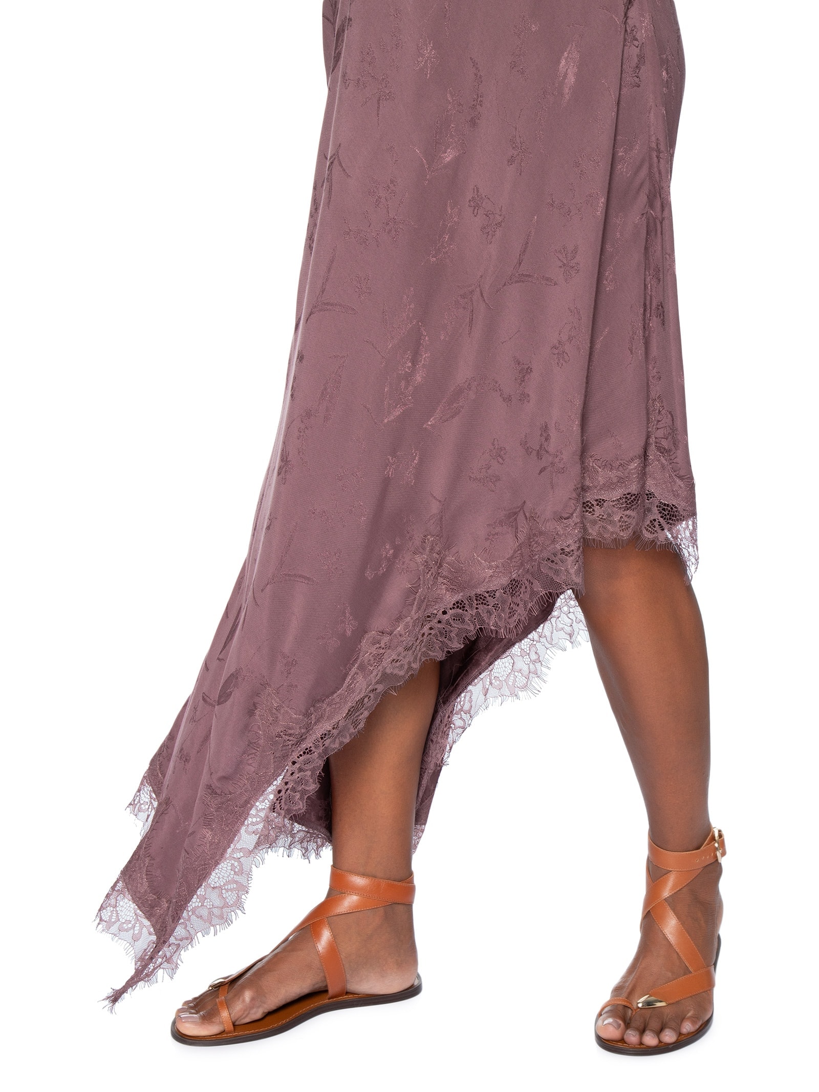 Vestido Slip Jacquard Taupe Marrom Animale
