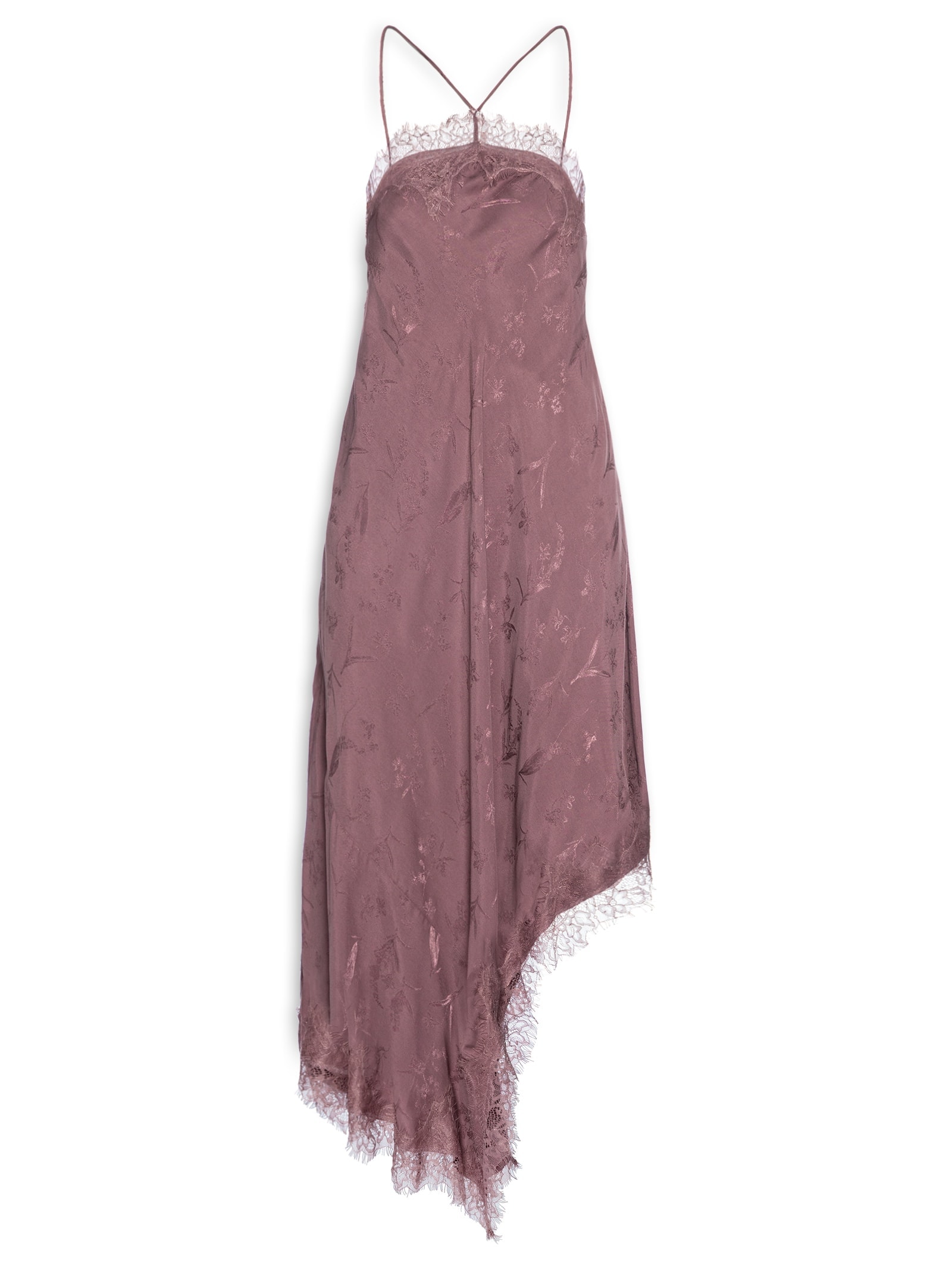 Vestido Slip Jacquard Taupe Marrom Animale
