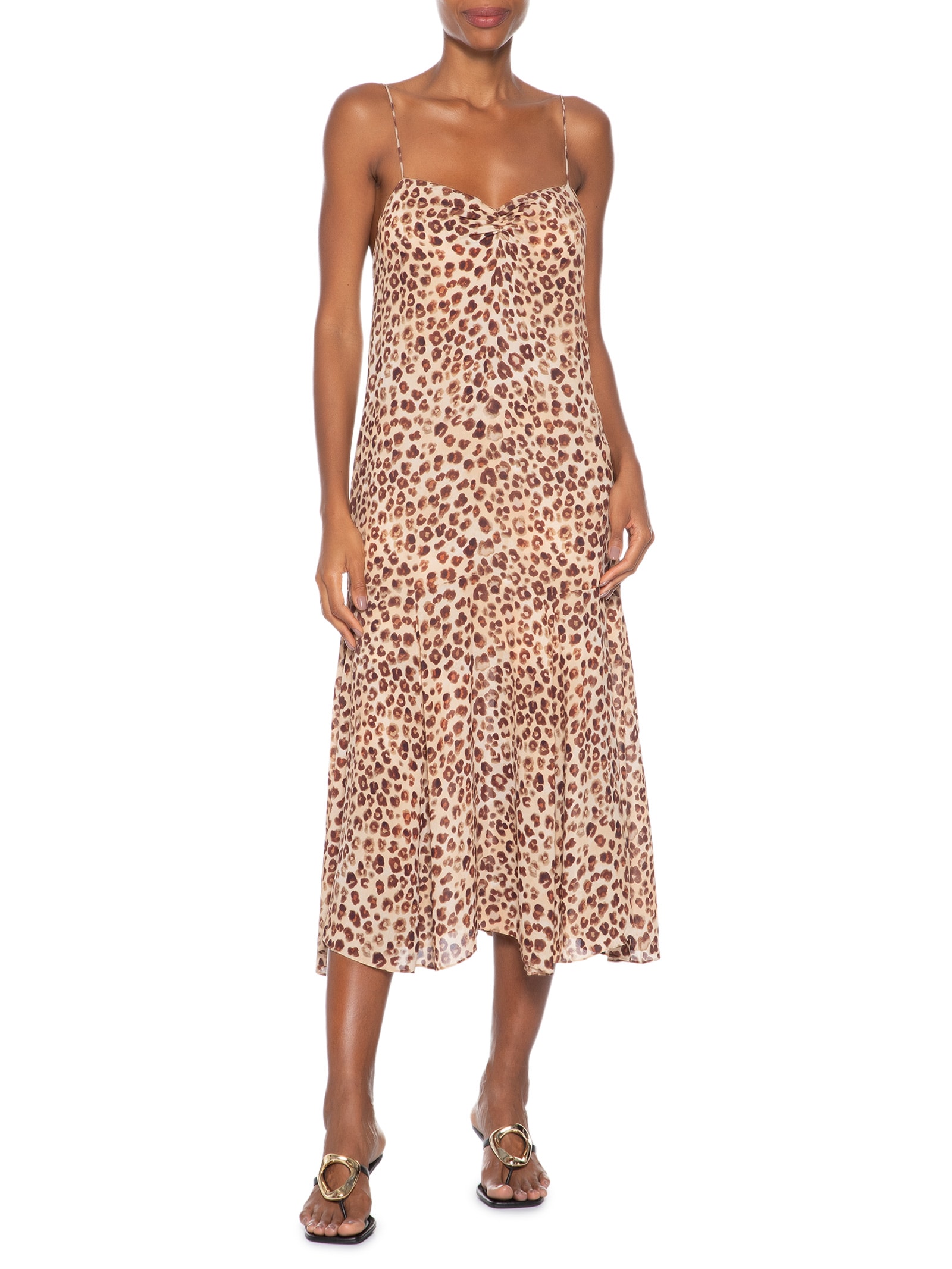 Vestido Slip Onça Concha Marrom Animale