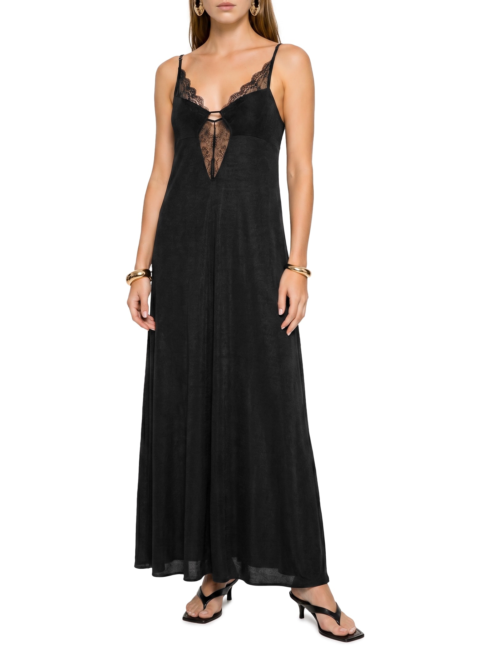 Vestido Slipdress Com Renda Preto My Favorite