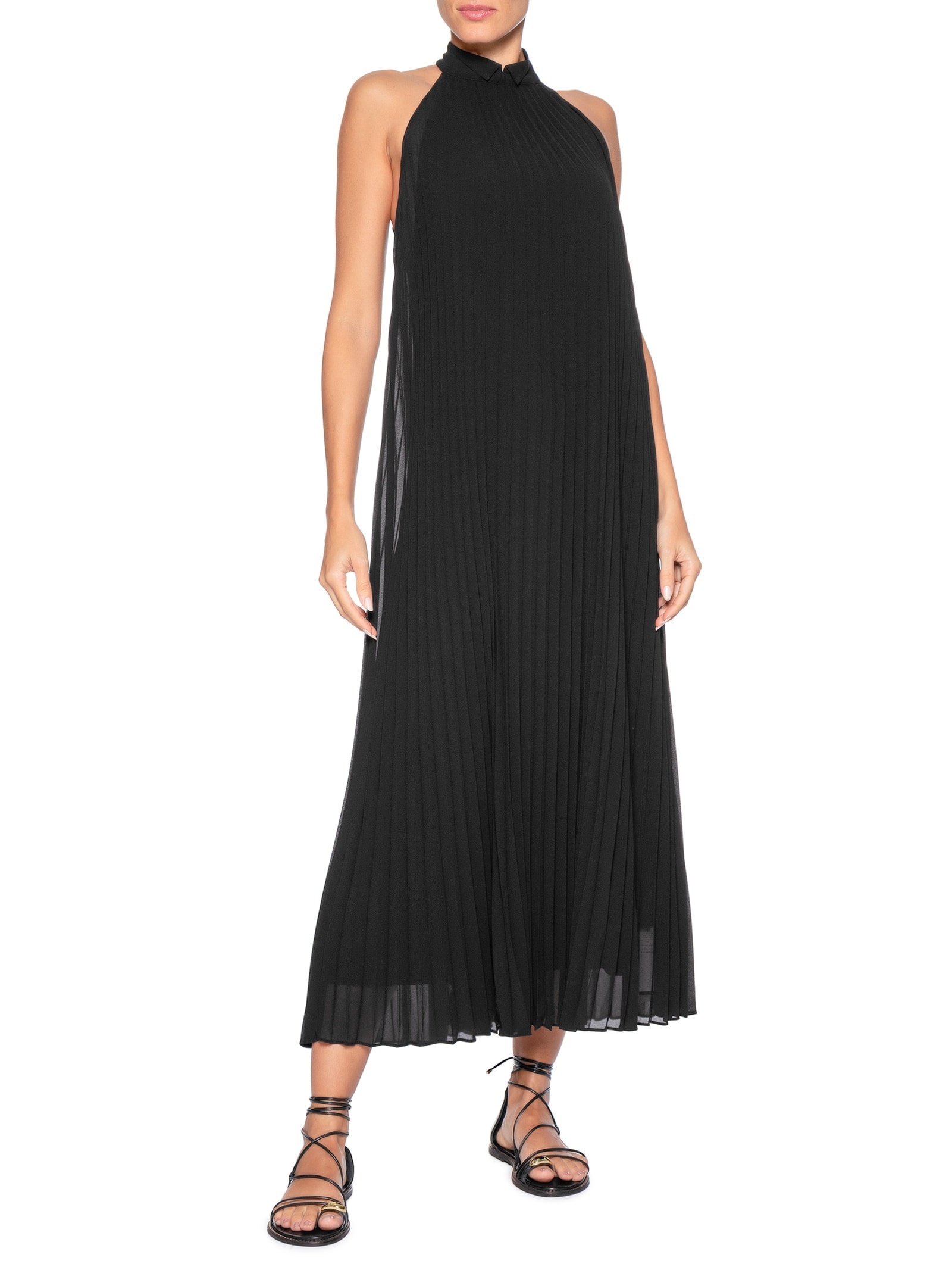 Vestido Smoking Nadador Plisse Preto Osklen