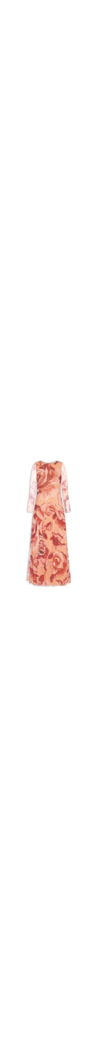 Vestido Sobreposição Tule Rosas Pintadas - Rosa
