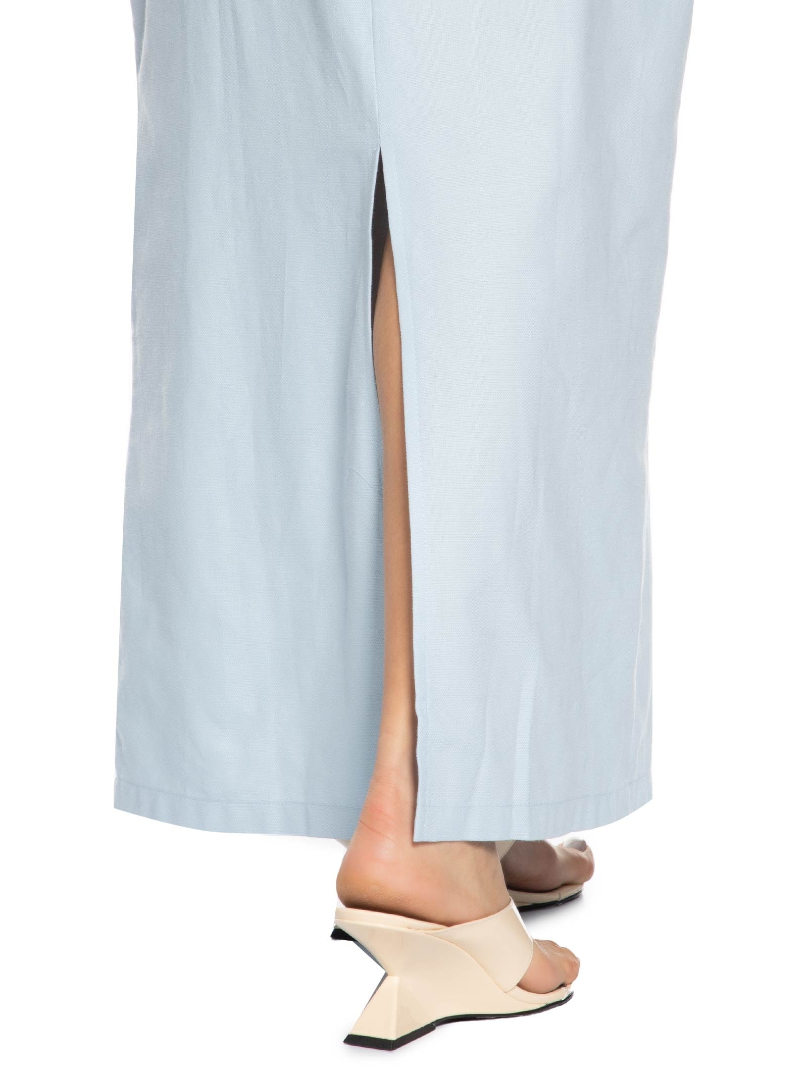 Vestido Super Longo Com Cut Off Azul My Favorite