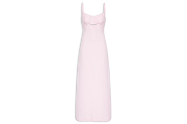 Vestido Super Longo Com Cut Off - Rosa