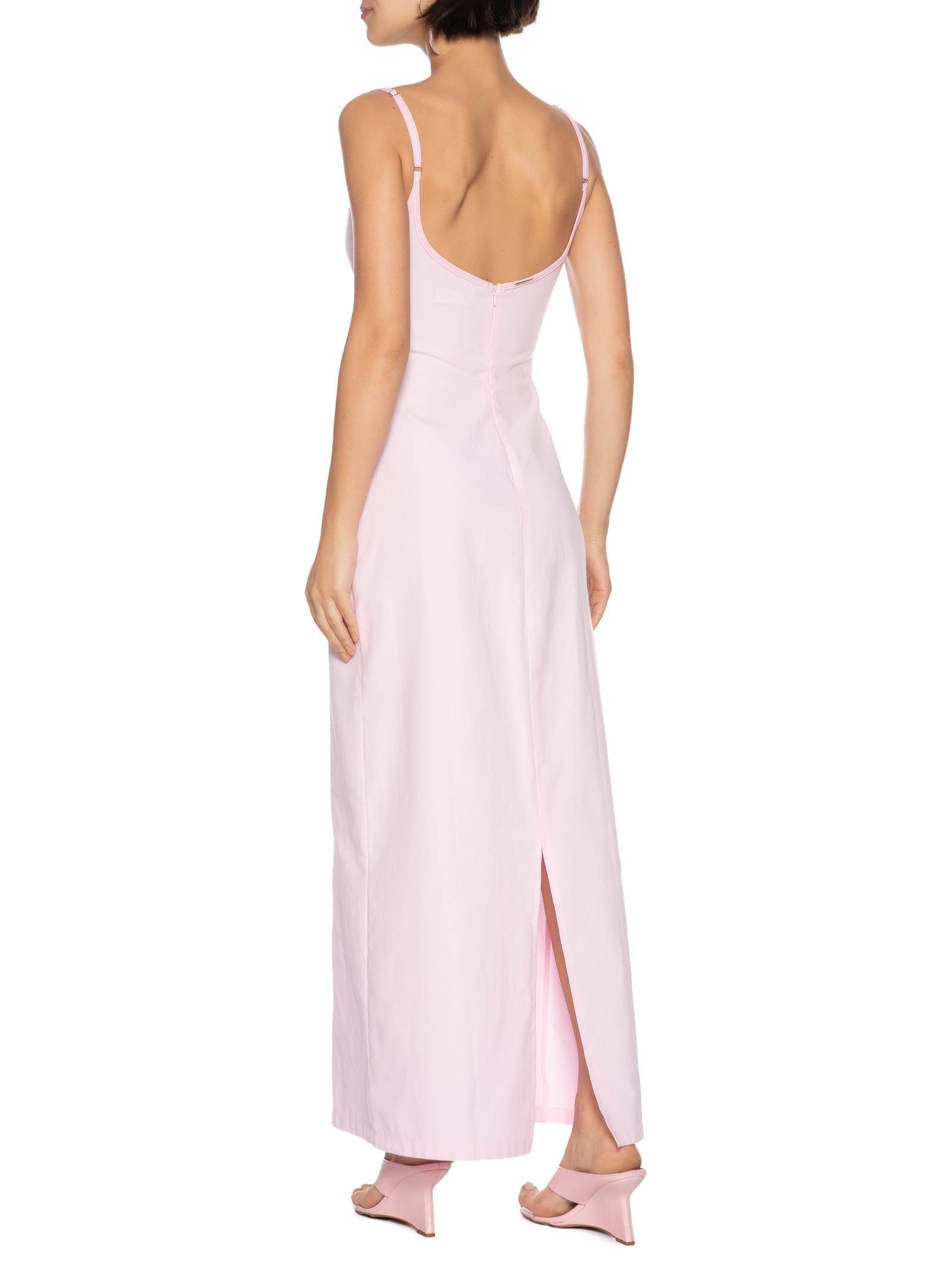 Vestido Super Longo Com Cut Off Rosa My Favorite