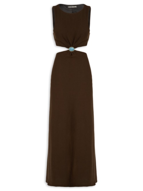 Vestido Super Longo Sem Manga – Marrom