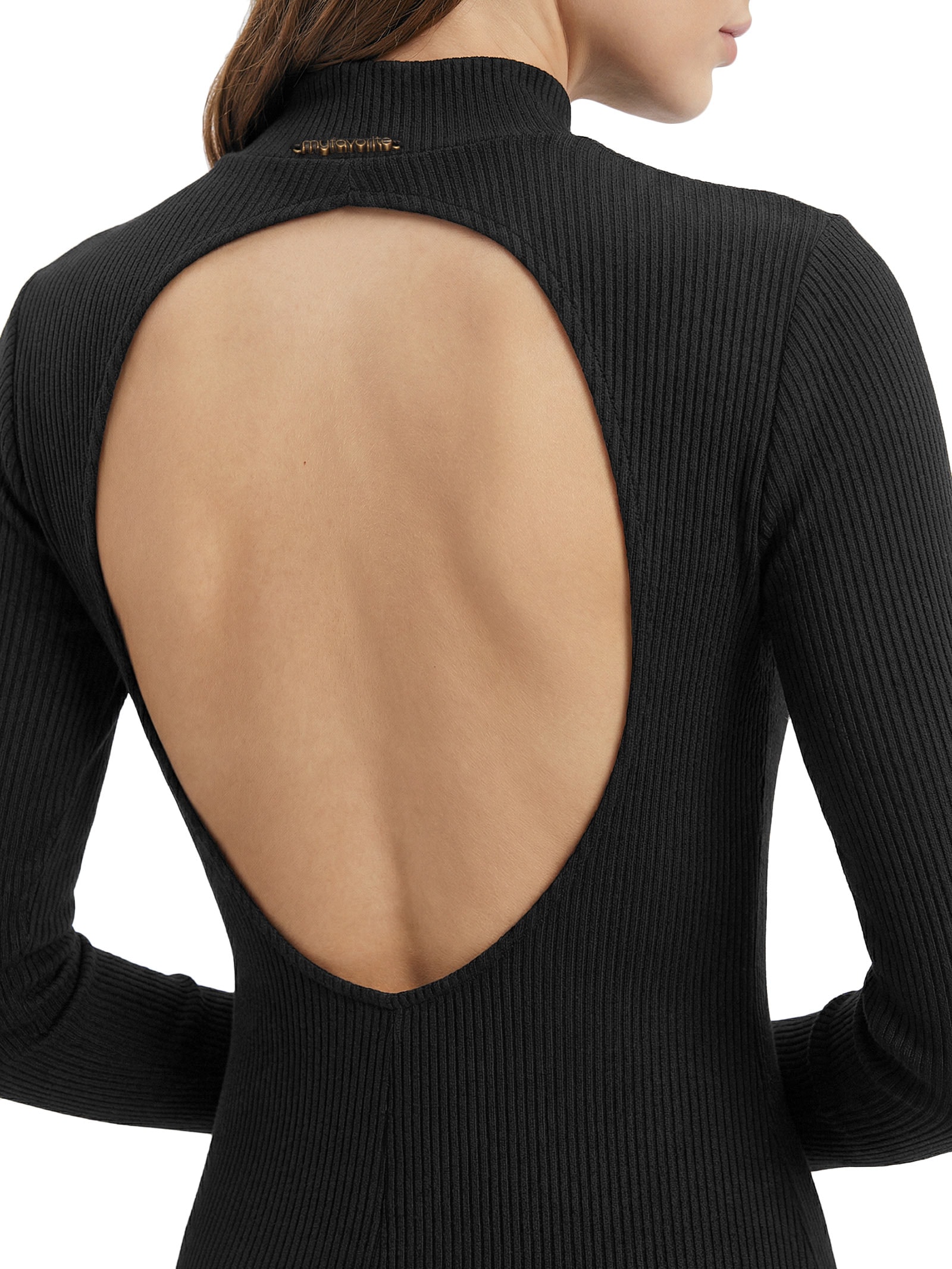 Vestido Super Midi Canelado Preto My Favorite