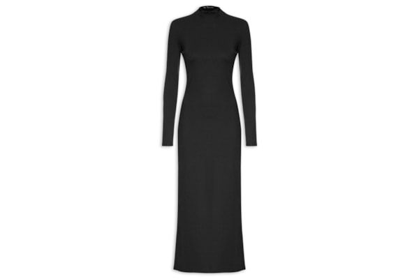 Vestido Super Midi Canelado - Preto
