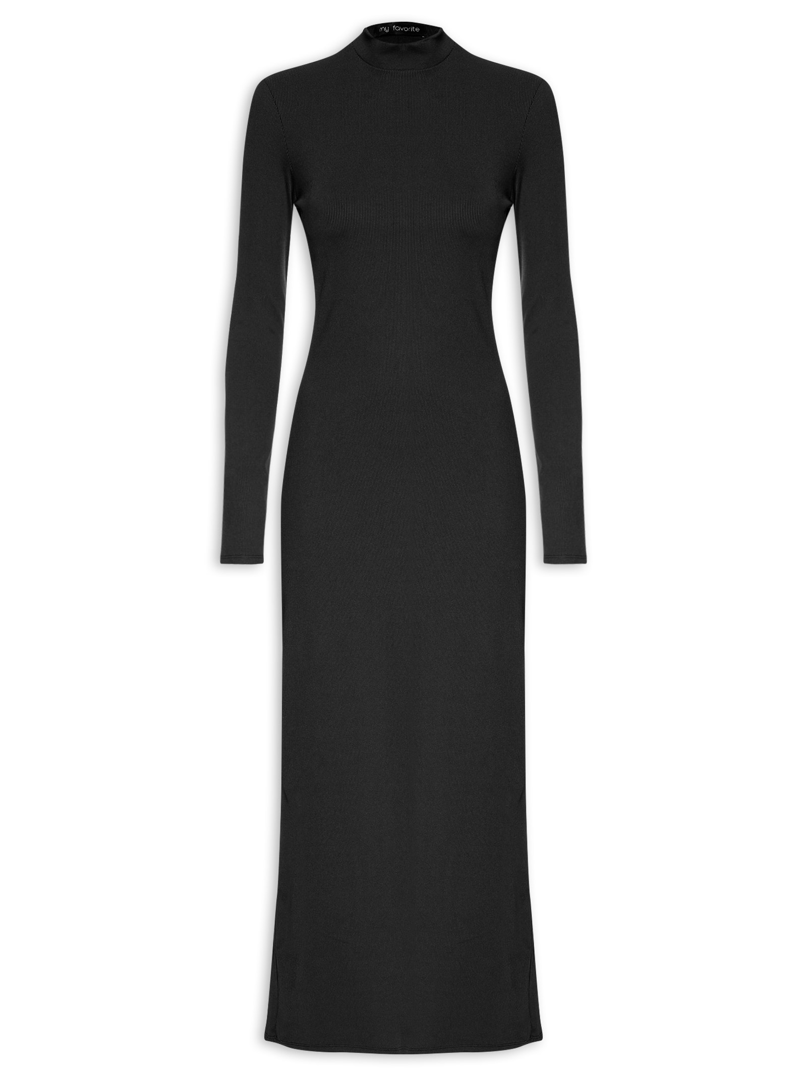 Vestido Super Midi Canelado Preto My Favorite