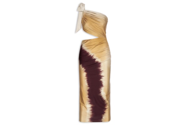 Vestido Super Midi Com Estampa - Vermelho