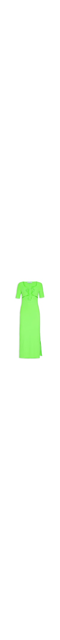 Vestido Super Midi Com Fenda Canelado - Verde