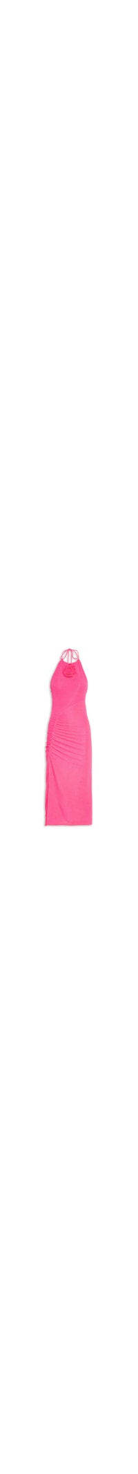 Vestido Super Midi Com Fenda - Rosa