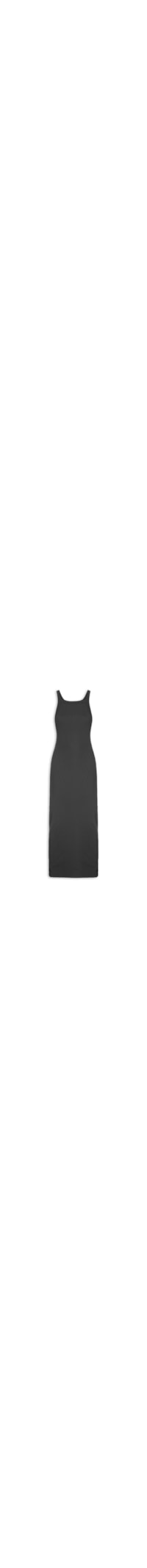 Vestido Super Midi de Alças Canelado – Preto