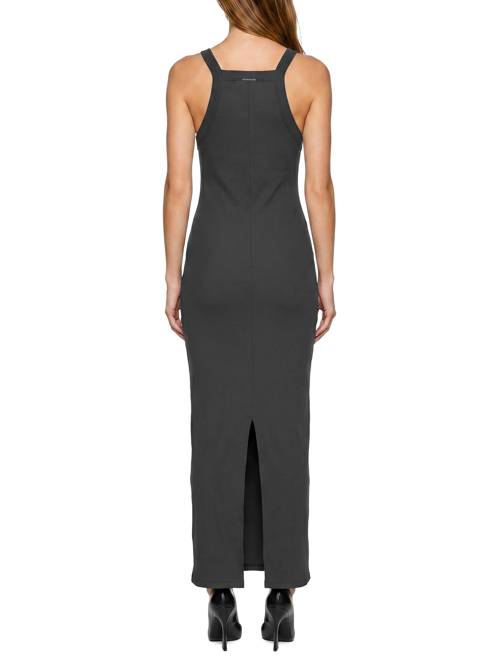 Vestido Super Midi de Alças Canelado – Preto My Favorite