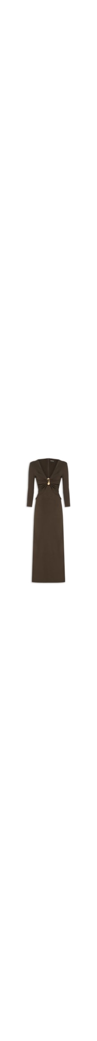 Vestido Super Midi Decote Com Metal - Marrom