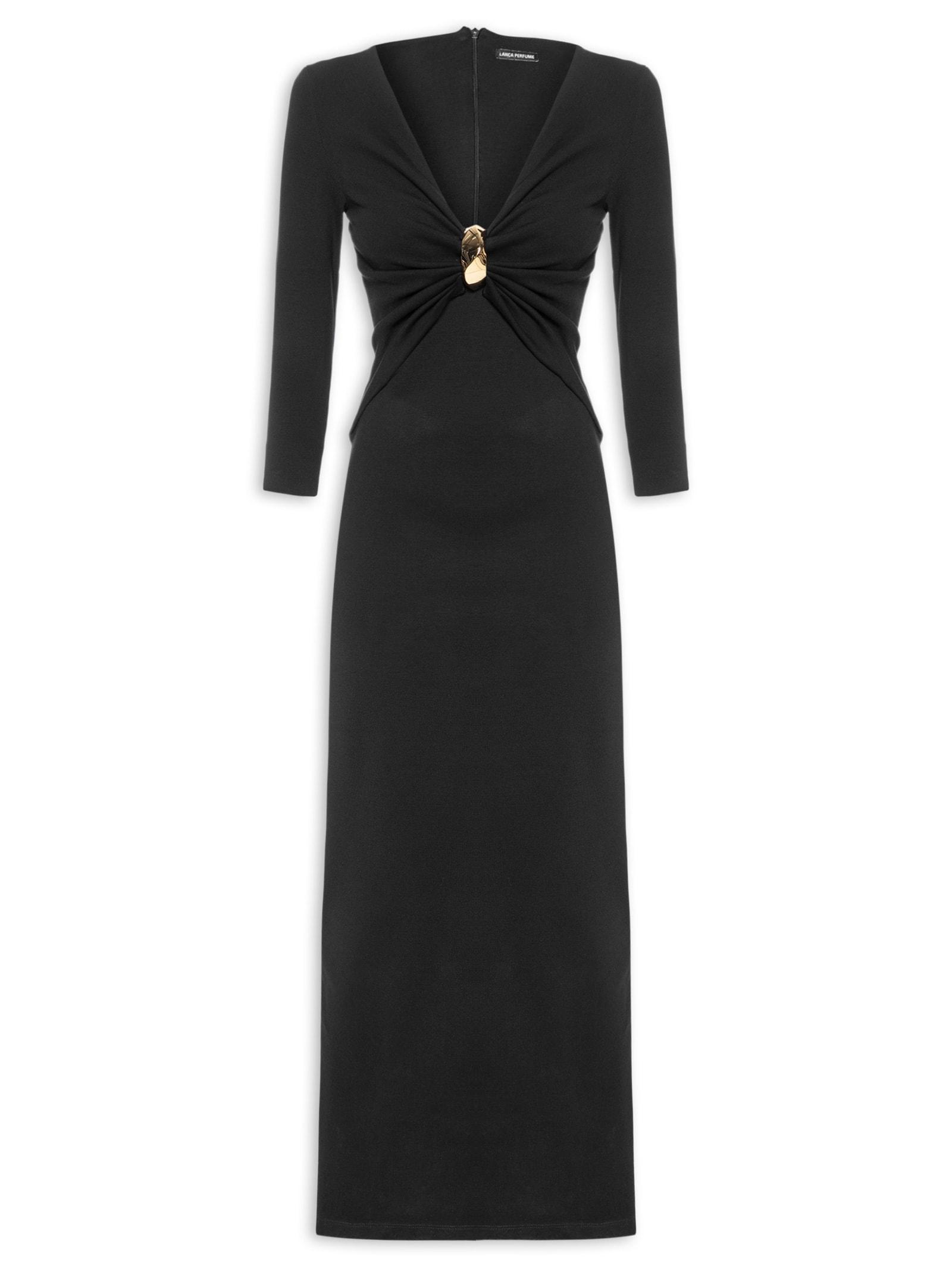 Vestido Super Midi Decote Com Metal Preto Lança Perfume