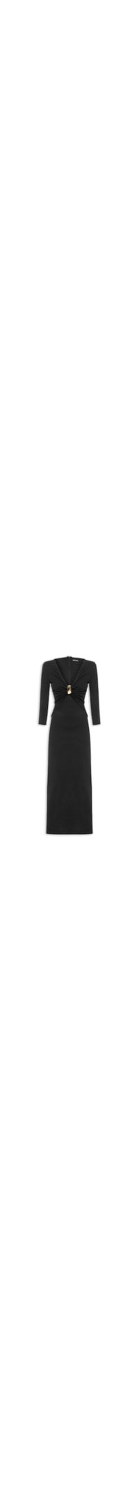 Vestido Super Midi Decote Com Metal - Preto