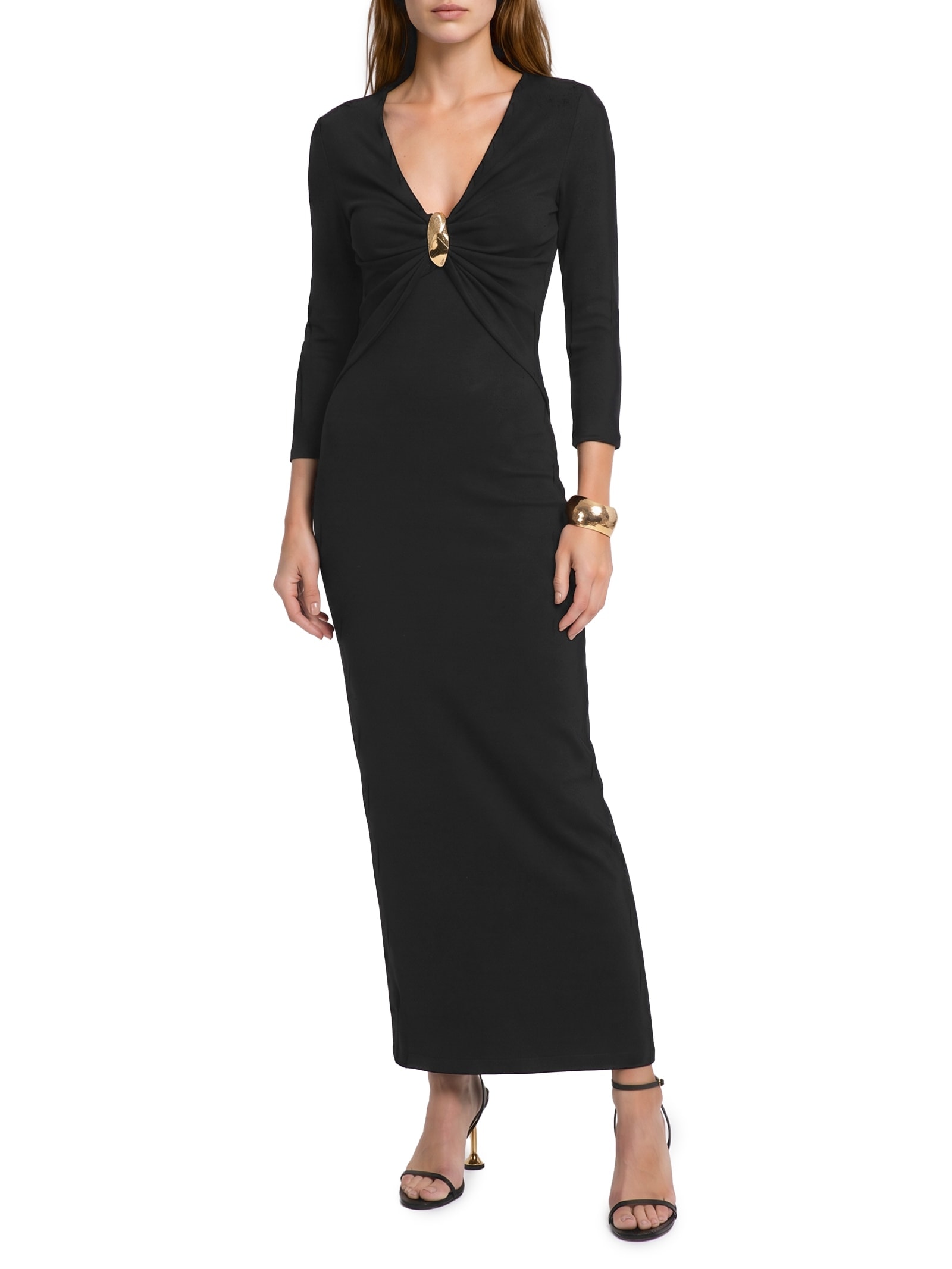 Vestido Super Midi Decote Com Metal Preto Lança Perfume