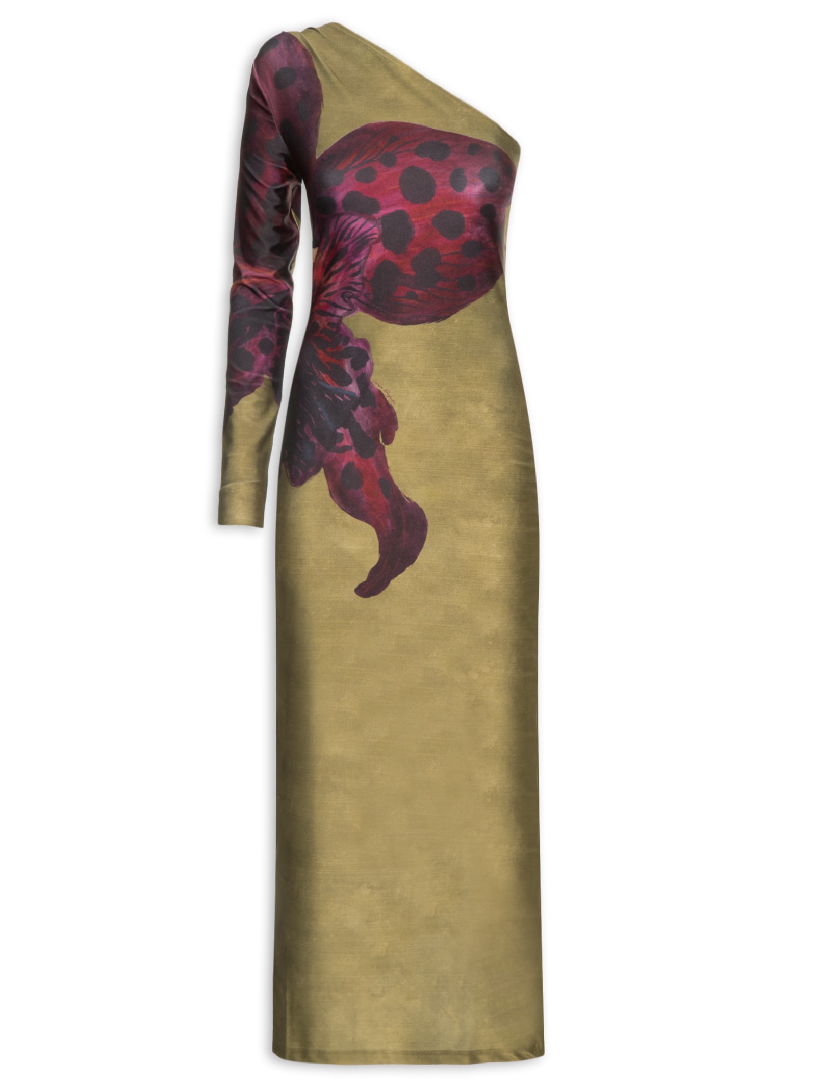 Vestido Super Midi Estampado Marrom Lança Perfume