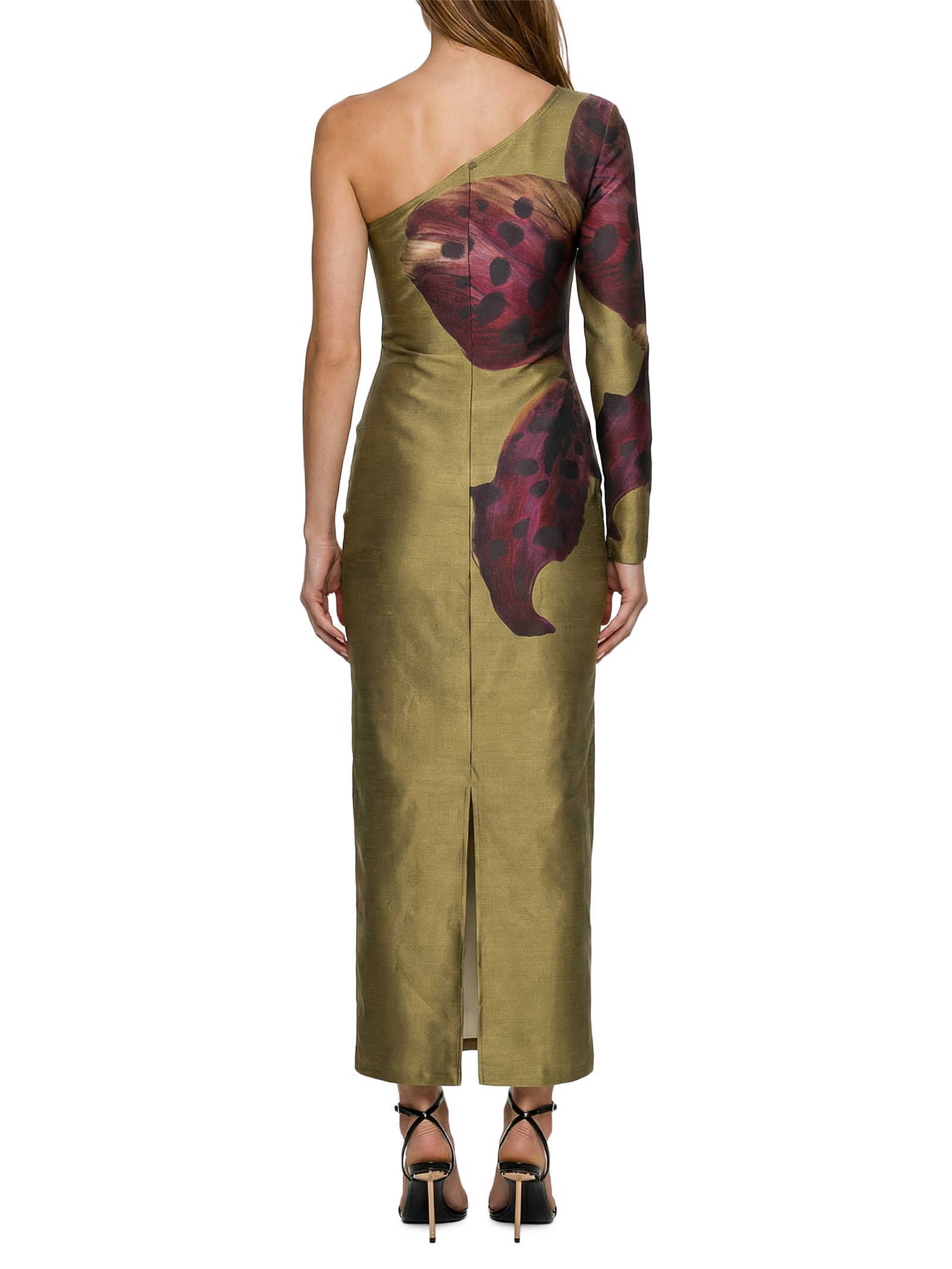 Vestido Super Midi Estampado Marrom Lança Perfume