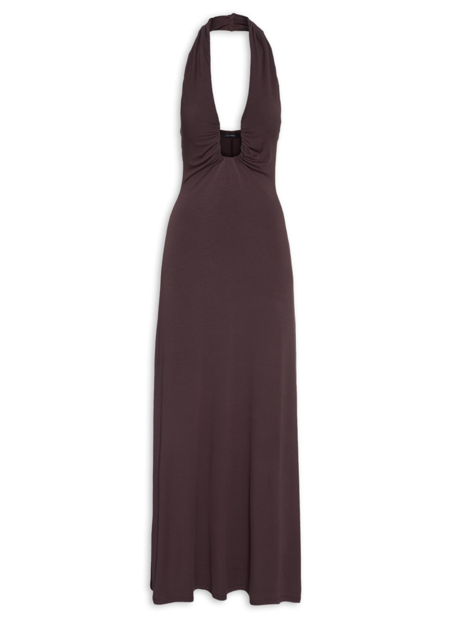 Vestido Super Midi Frente Única Marrom My Favorite