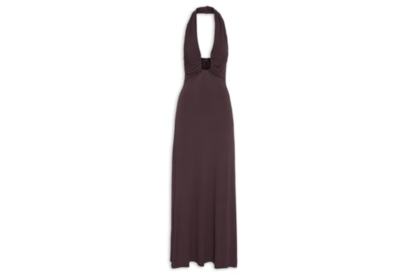 Vestido Super Midi Frente Única - Marrom