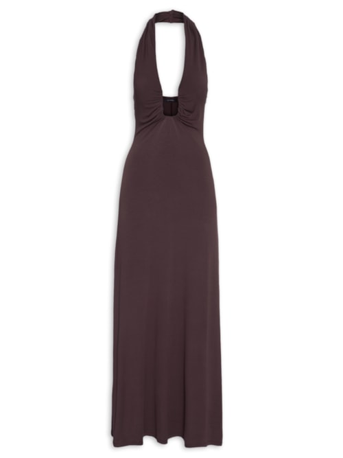 Vestido Super Midi Frente Única - Marrom
