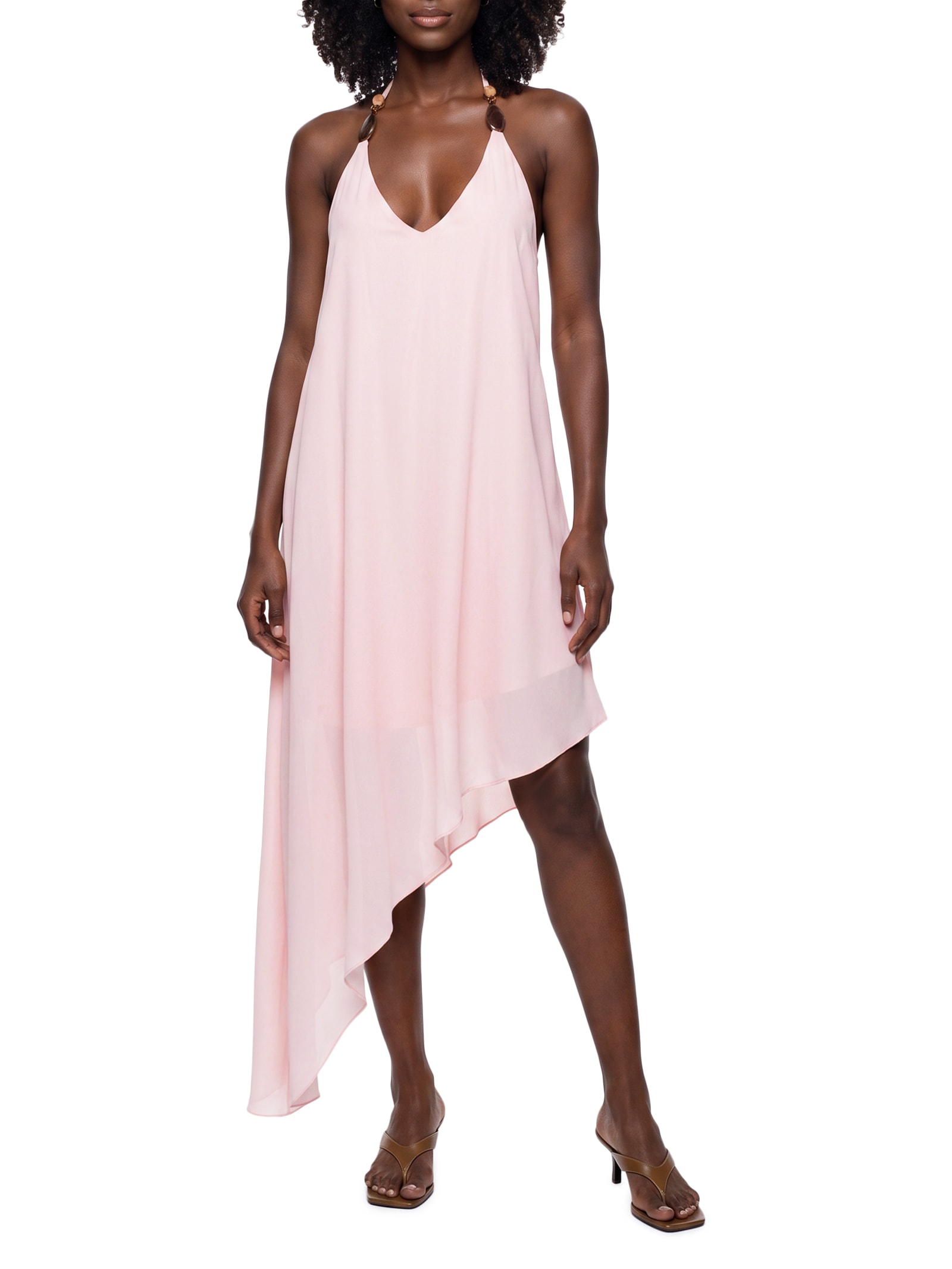 Vestido Super Midi Frente Única Rosa My Favorite