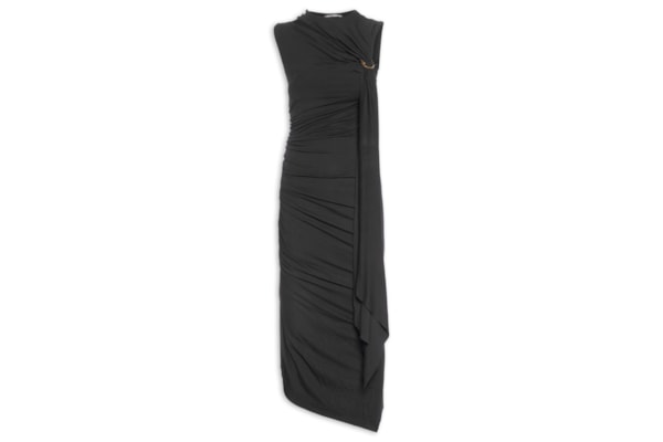 Vestido Super Midi Justo Sem Manga - Preto