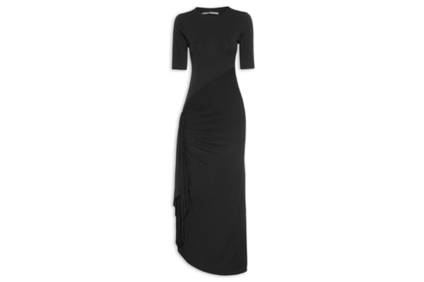 Vestido Super Midi Manga Curta - Preto