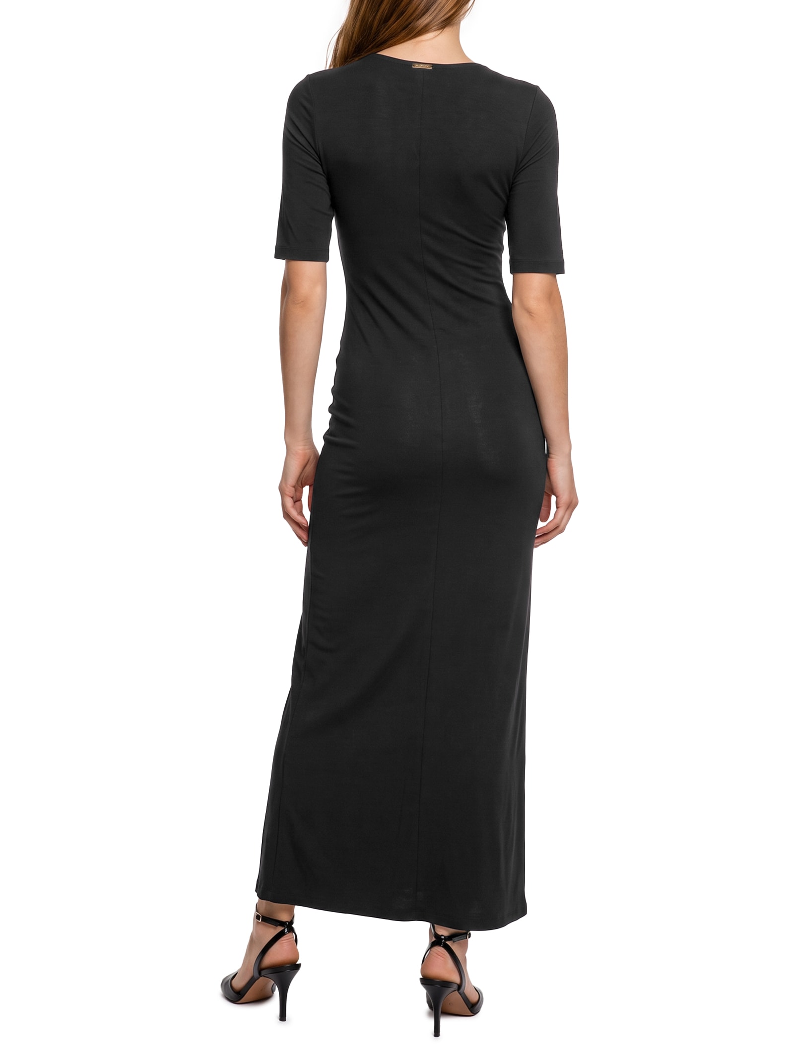 Vestido Super Midi Manga Curta Preto Lança Perfume