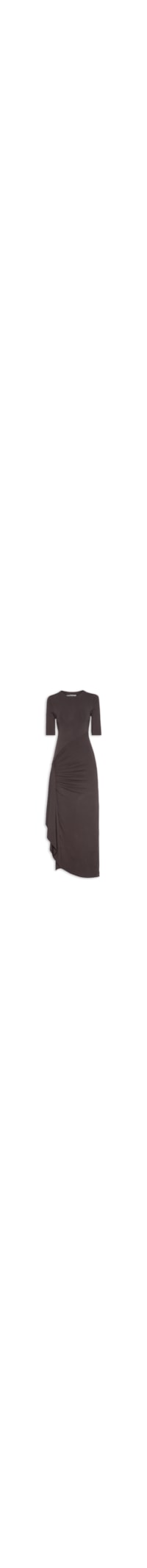 Vestido Super Midi Manga Curta – Marrom