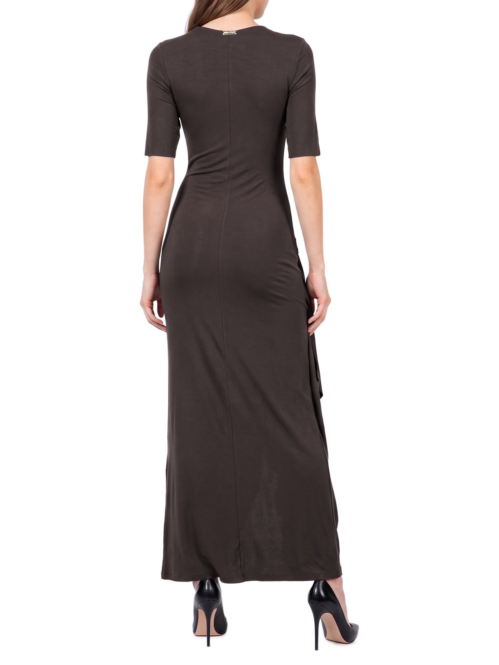 Vestido Super Midi Manga Curta – Marrom Lança Perfume