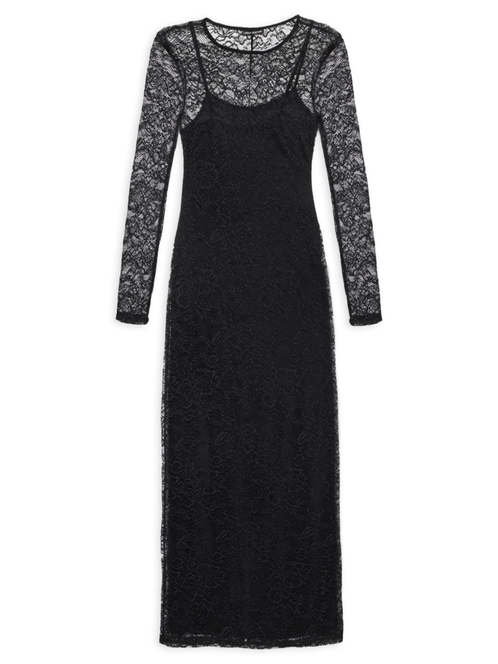 Vestido Super Midi Manga Longa Preto Lança Perfume