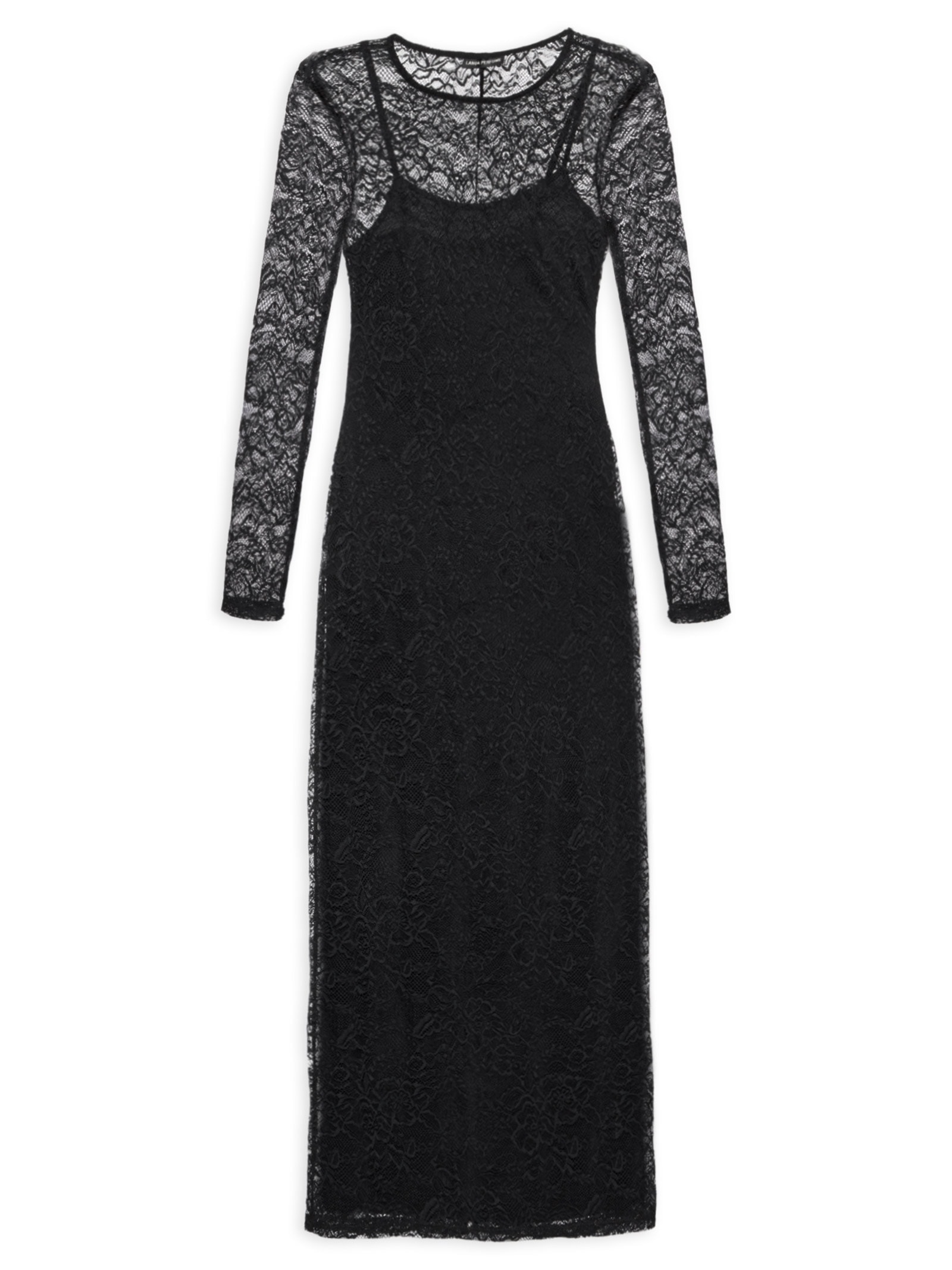 Vestido Super Midi Manga Longa Preto Lança Perfume