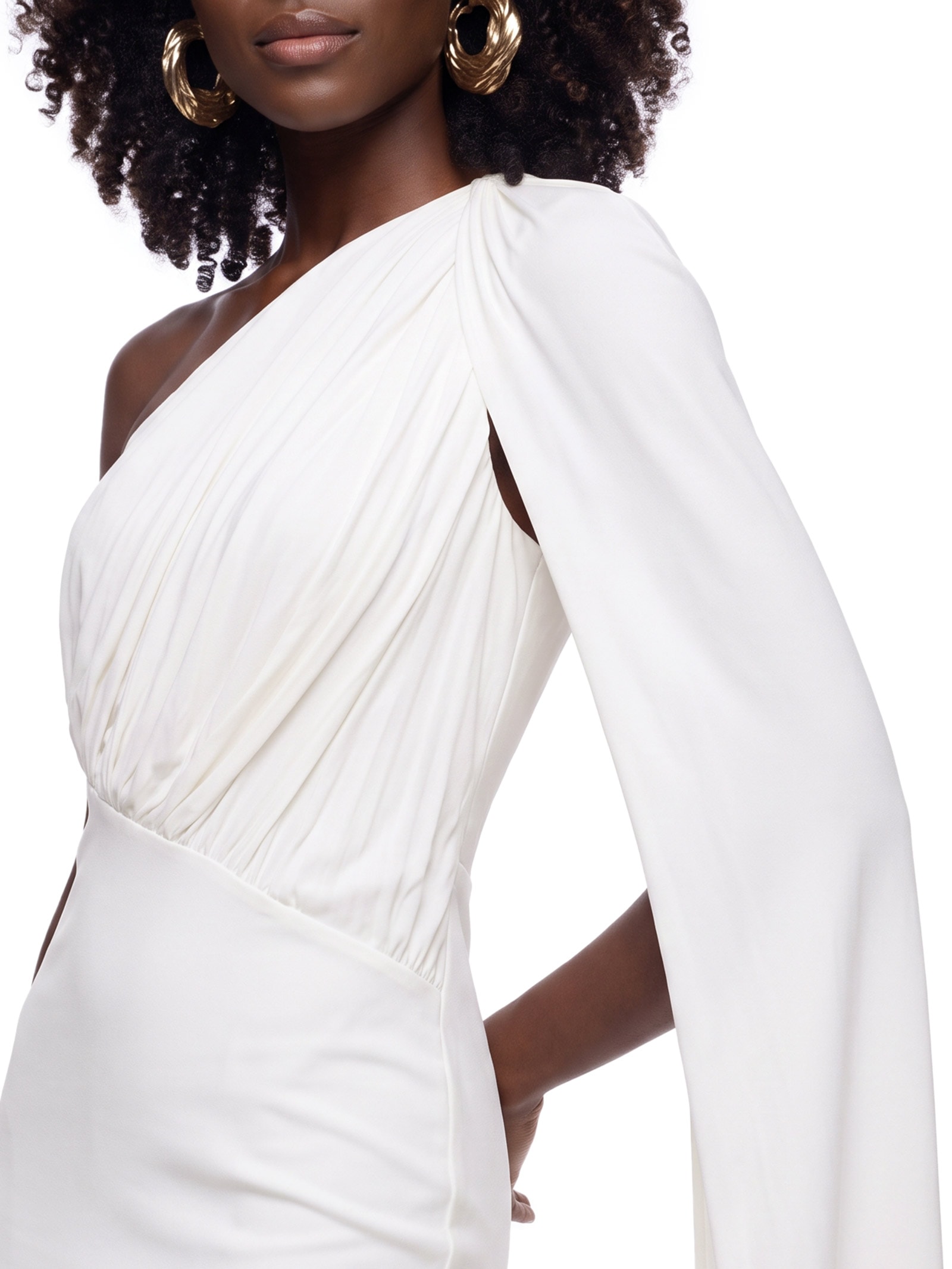 Vestido Super Midi Ombro Único Branco Lança Perfume
