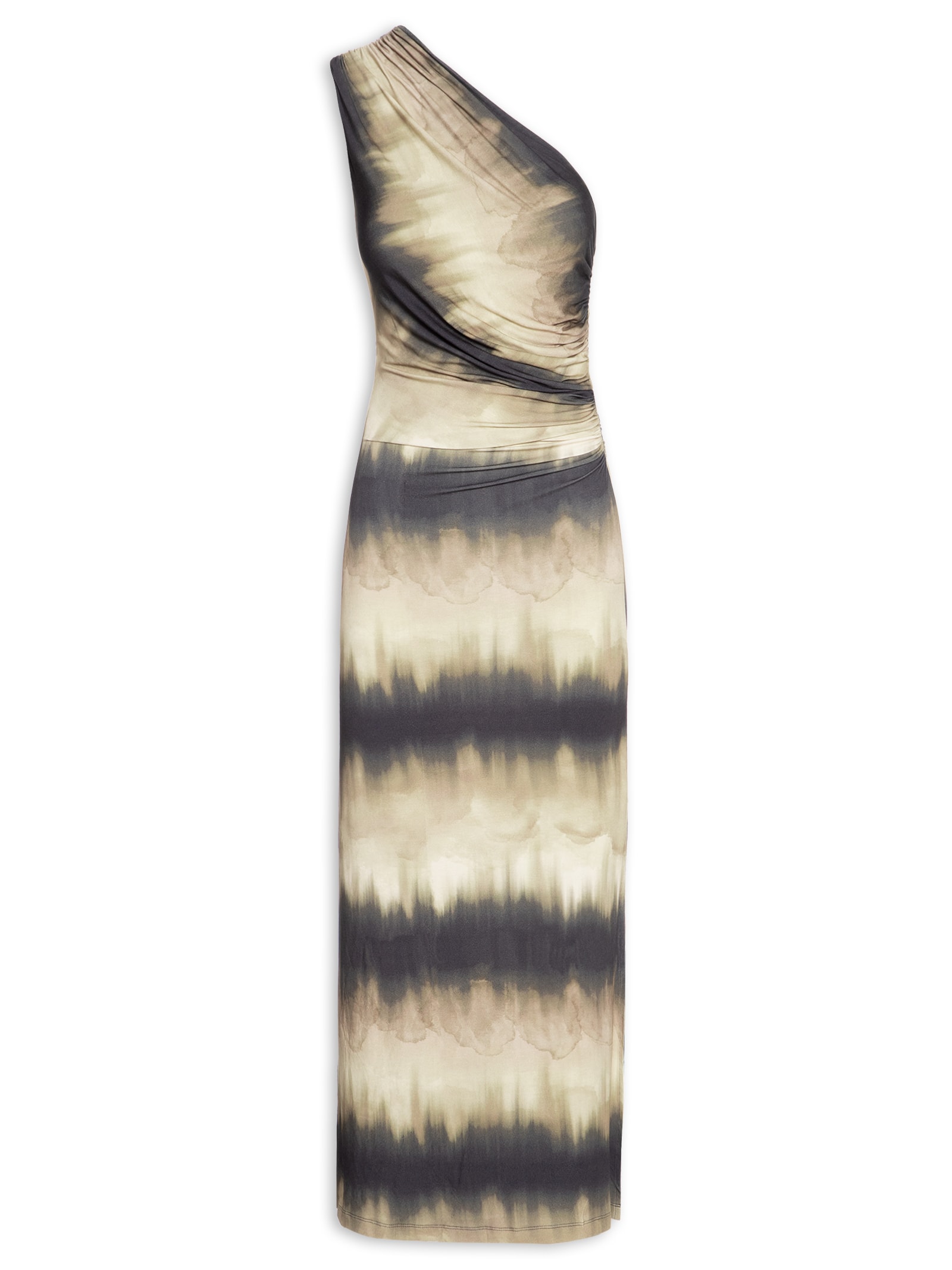 Vestido Super Midi Ombro Único Estampado Verde Lança Perfume