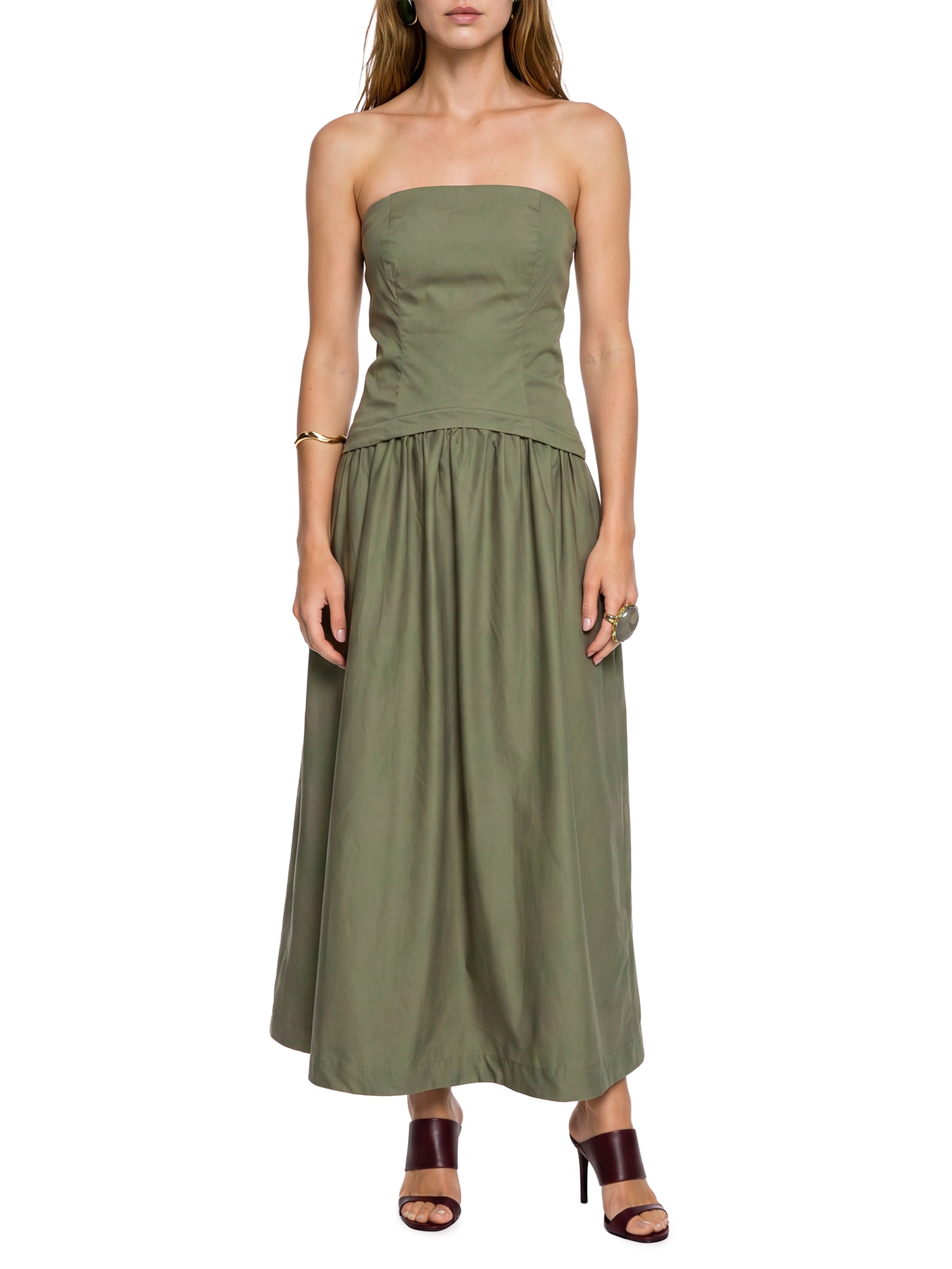 Vestido Super Midi Sem Mangas Verde Lança Perfume
