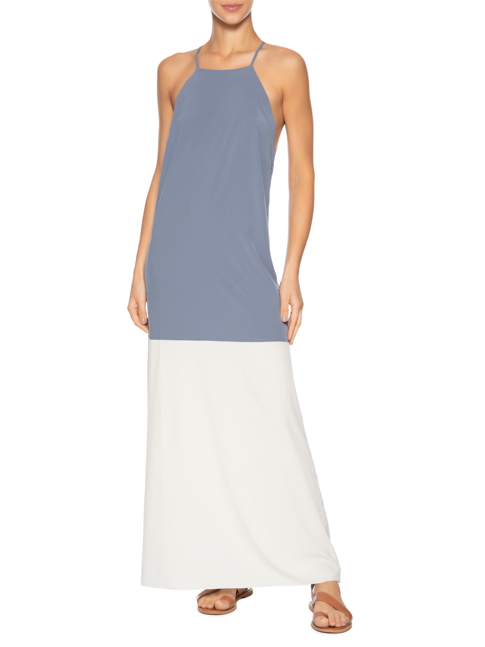 Vestido Superlight Alças Bicolor Azul Osklen