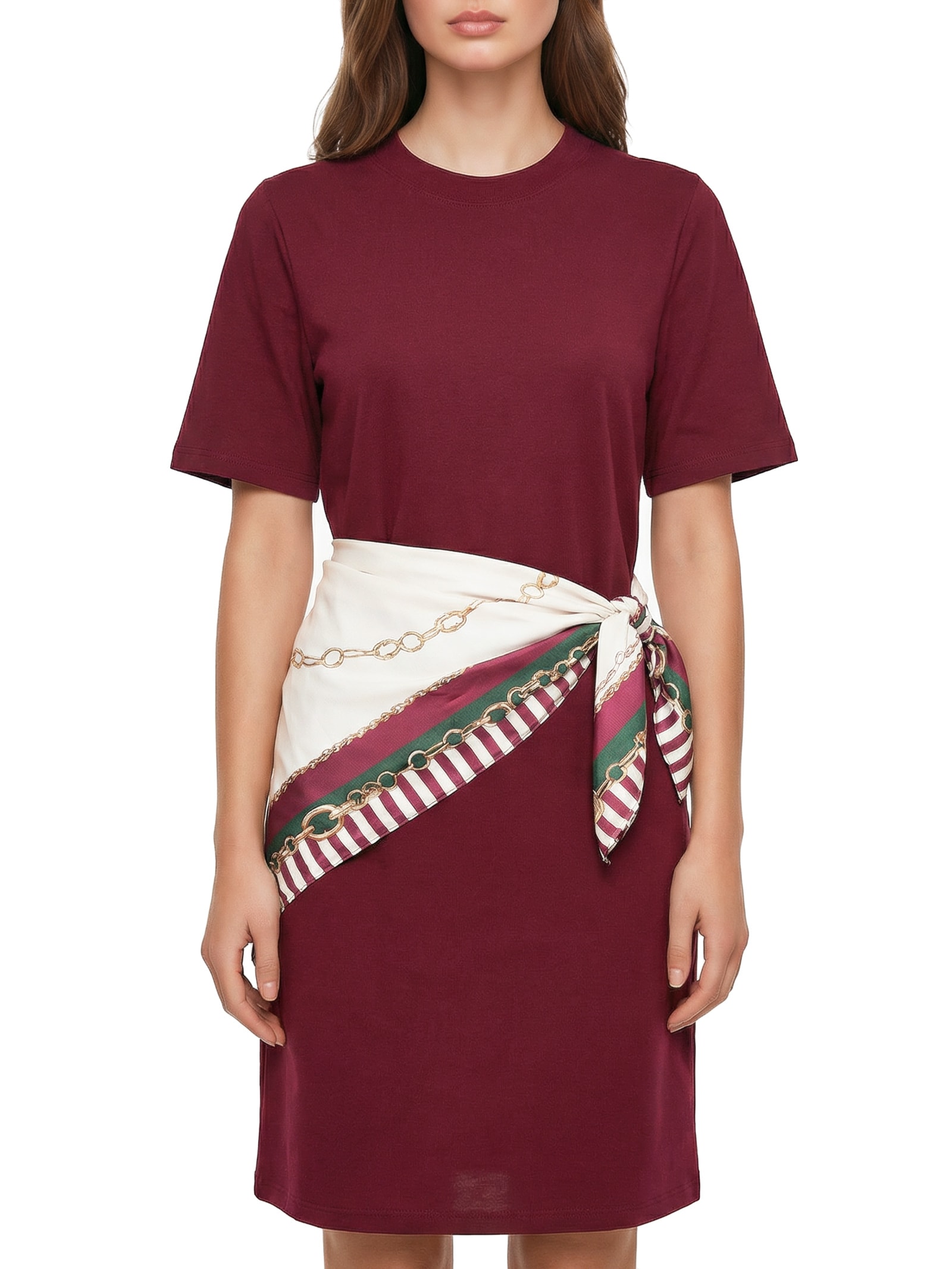 Vestido T-Dress Com Lenço Vermelho Lança Perfume